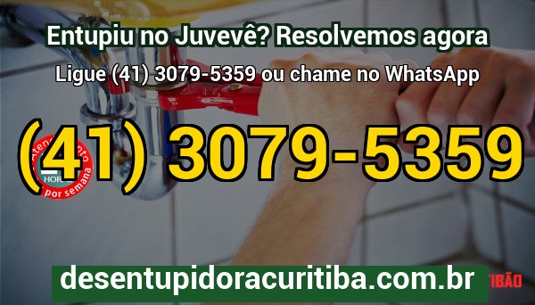 Banner de contato da Desentupidora Juvevê com telefone e WhatsApp para agendamento de desentupimento em Curitiba